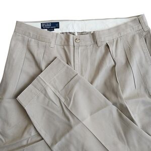 Vtg Polo Ralph Lauren Ethan Pleated Chino Pants Men's 36x30 Khaki Casual Office